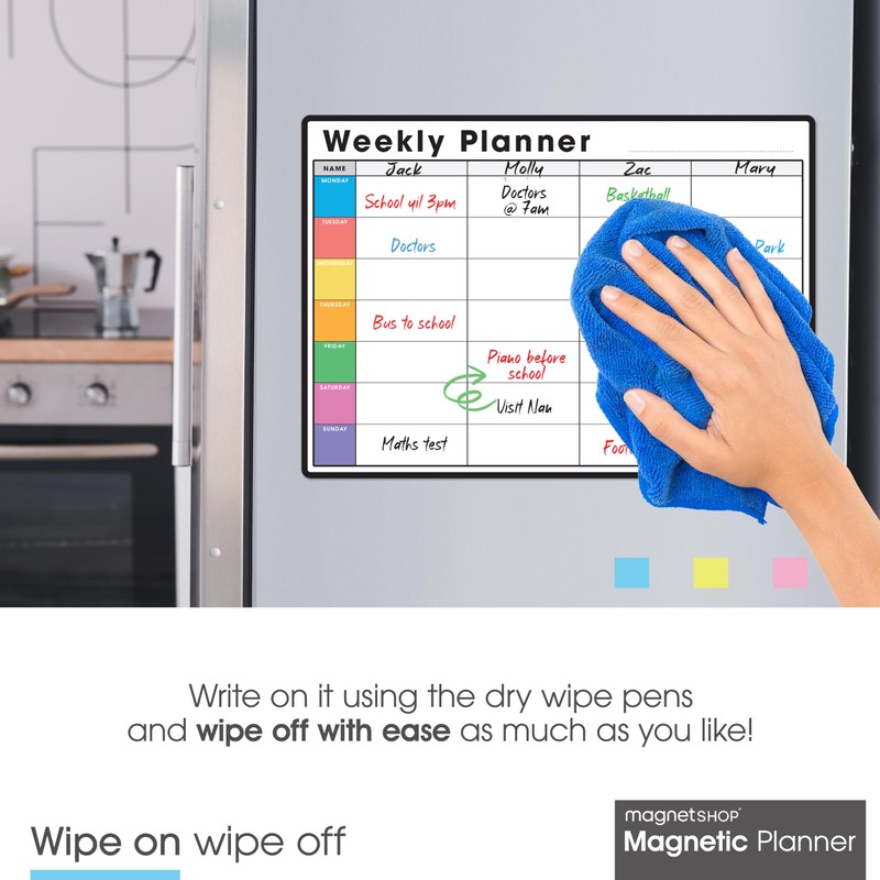 TMS Magnetic Weekly Planner and Organiser A4 | Customisable Whiteboard
