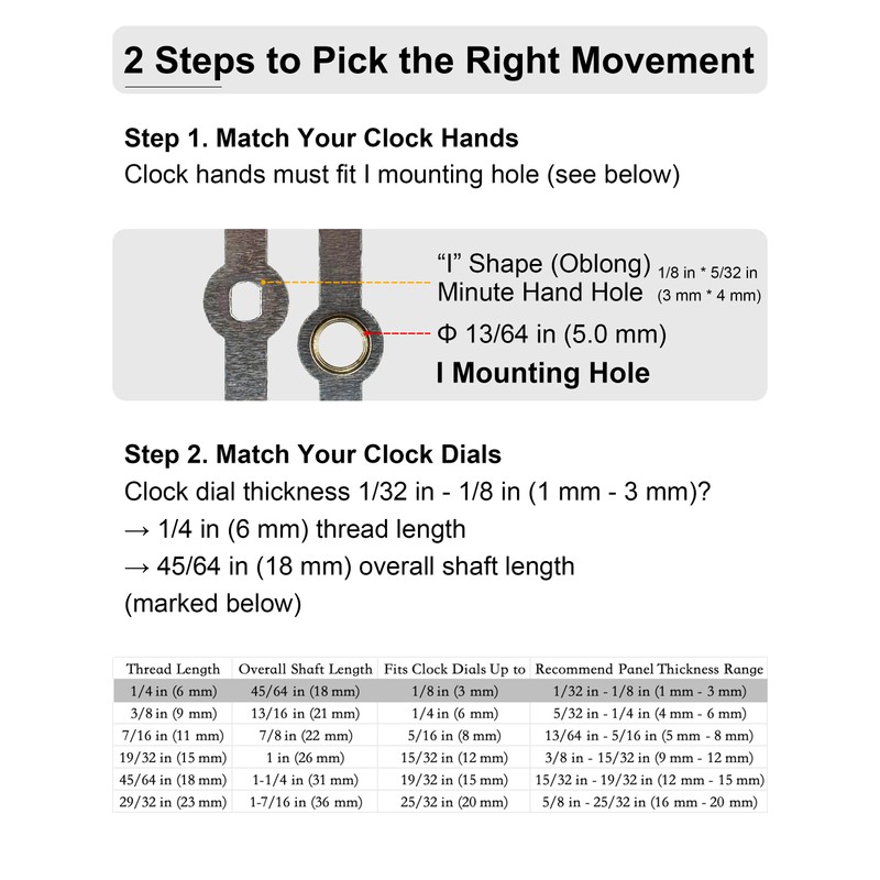 MXDFL Clock Mechanism Replacement, Quartz Movement with Hands and Motor