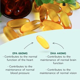 Omega 3 Softgels 660mg EPA & 440mg DHA High Strength 2000mg - 180 Softgel Omega 3 Fish Oil Capsules for 3 Months of Supply, Fish Oil Omega 3 Supplements