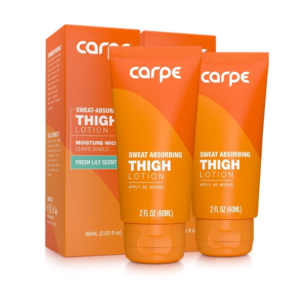 Carpe Sweat Absorbing Thigh - Helps Keep Your Thighs Dry and Chafe Free - Sweat Absorbing Lotion - Helps Control Sticky Thigh Sweat - With Witch Hazel and Vitamin B3 (pack of 2)