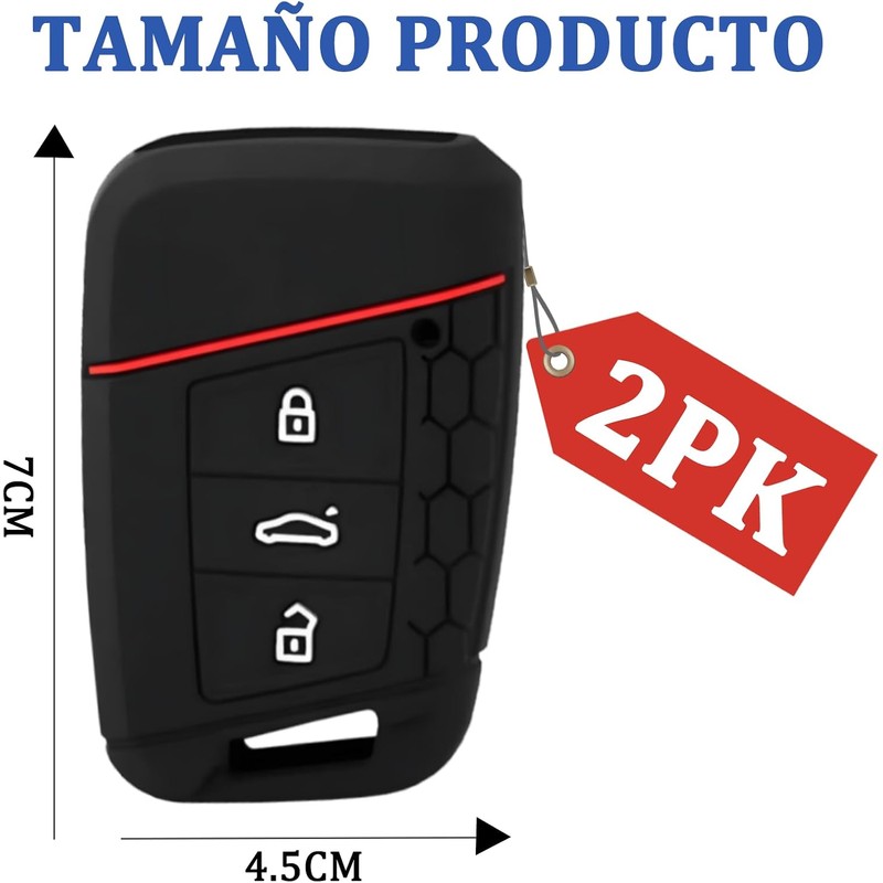 2 Piezas Funda Protección De Silicon Llave Compatible con VW