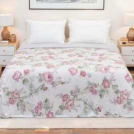 MAGRACE Cooling Comforter for Hot Sleepers, Pink Peony+Rose+Hibiscus Cooling Blankets Queen Size 90"x90",Double-Sided Cool Technology, Q-Max>0.43,Lightweight Breathable, Cold Blanket for Bed