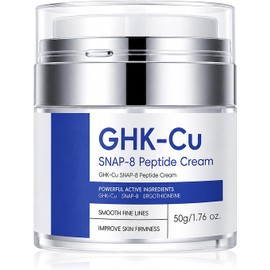 Crema de Péptidos GHK-Cu con SNAP-8 y Péptidos de Cobre Azul - Crema Facial Hidratante Reafirmante y Firmante para Líneas Finas y Arrugas, Complejo de Ceramidas para Soporte de la Barrera, 50 g / 1.76 oz