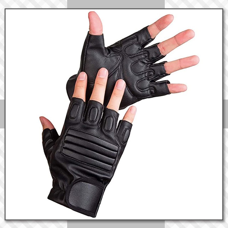 CHROME CRANE TB033 Men's Fingerless Motorcycle Cycling Tactical Drive Leather