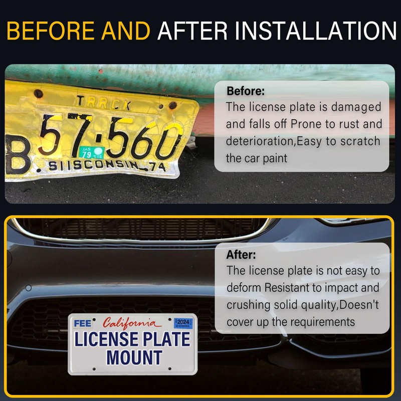 No Drill License Plate Holder Compatible with Fiat 500 Turbo