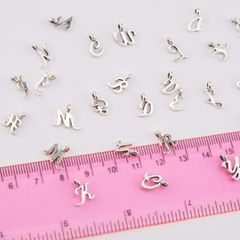 SAVITA 130Pcs/5 Sets ABC Letter Charms Mini Alphabet A-Z Zinc Alloy Bracelet Necklace Pendants for DIY Jewelry Making