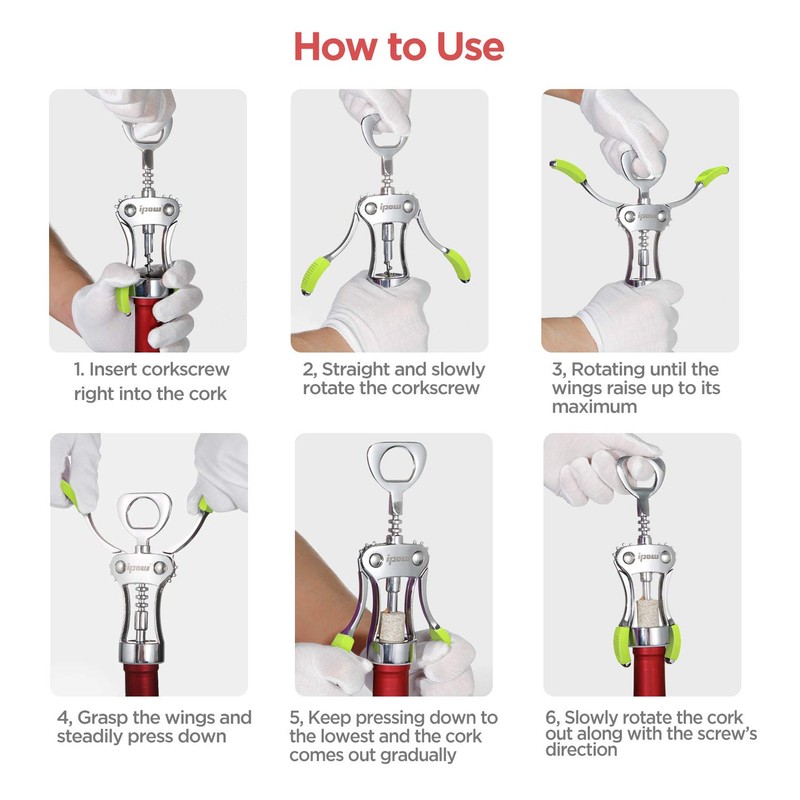 IPOW Wine Opener, Zinc Alloy Wine Bottle Opener, Wing Corkscrew