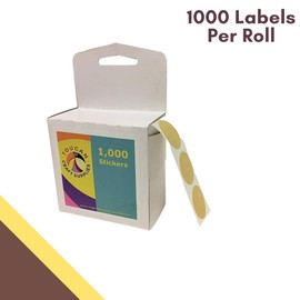 Brown Craft Paper Stickers, Round, 1-Inch, 1000 Labels Per Roll With Dispenser Box, Self-Adhesive