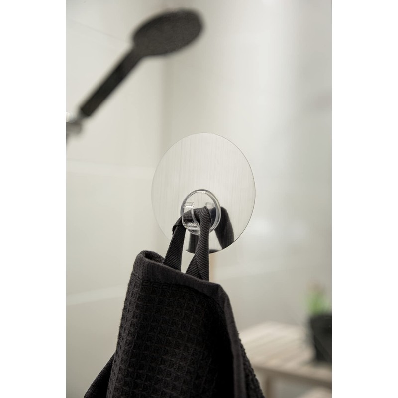 Wenko Uno Static-Loc Wall Hook, PET/Polycarbonate Stainless Steel Silver