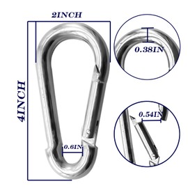 30Pack Heavy Duty Spring Snap Hooks 4Inch, 3/8” Carabiner Clips for Swing, Large Steel Chain Quick Links Safety Buckle Connector for Hammock Fitness Gym Outdoor Boating, M10 Snap Hook Carabiners