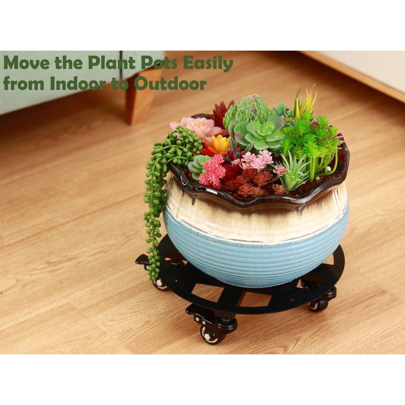 2 Packs Large Metal Plant Caddy with Wheels 13” Heavy-Duty
