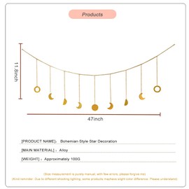 FLOTRUTE Mond Girlande Mond Phase Wandbehang Aesthetic Room Decor Boho hängende Ornamente für Schlafzimmer Hochzeit Home Office Kinderzimmer Wohnheim