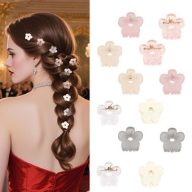 Srotmirw 12pcs Mini Hair Clips for Girls & Women, Small Flower Hair Clips - Durable, Non-Slip Cute Hair Accessories for Daily, Party & Fashion Styling