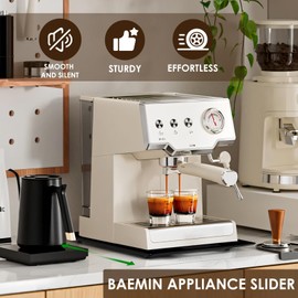 Baemin Acrylic Appliance Slider with Rubber Wheels, Sliding Tray for Heavy Kitchen Appliances, Coffee Maker Slider Tray for Counter, Countertop Moving Tray Accessories for Kitchen - 13" x 14" (Black)