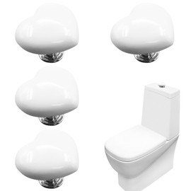 4PCS Toilet Flush Button White Toilet Heart Button Flush Heart Shaped Toilet Button Pusher Creative Press Toilet Heart Button Aid Water Tank Push Press Flush Replacement for Home Bathroom Decor