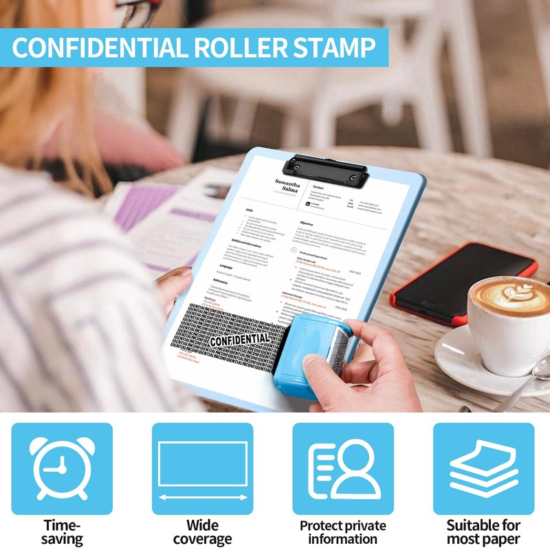 Address Blocker Stamp,Lindastas Wide Roller Stamp,Including 3-Pack Refills Confidential Roller