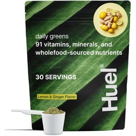 Huel Daily Greens – Lemon & Ginger Superfood Powder | 91 Nutrients & Wholefood Ingredients | 30 Servings