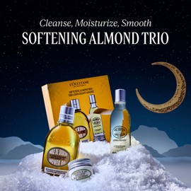 L'OCCITANE Softening Almond Trio Gift Set: Best Holiday Gift Set with Almond Shower Oil Body Wash, Moisturizing Milk Concentrate, Softening Supple Skin Oil