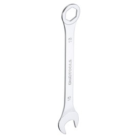 sourcing map Thin Combination Wrench Metric 18mm 6-Point Ended Box 15 Degree Offset Open End CR-V Chrome Plated Steel, Silver