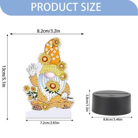 JISHSHAY Diamond Painting Night Light Diamond Art Table Lamps Gem Art LED Lights Gem Painting Desk Lamp Mosaic Kits for Adults DIY Kits for Adults with Special Shaped Crystal Gnome