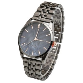 Blekon Collections Women's Japanese Quartz Highly Elegant 35mm Dial Linked Bracelet Watch (Black/Gunmetal)