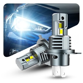 Marsauto H4 LED Headlight Hi/Lo Vehicle Inspection Compliant 28000LM 6000K White Super Bright H4 LED Bulb Halogen Size Non-Polar DC12V Easy Installation 55W IP68 Super Strong Waterproof Performance