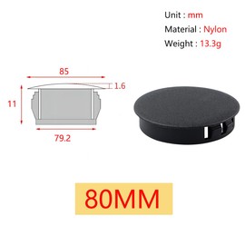 Qrity 3 Pcs Plastic Hole Plugs, 80mm Round Button Plugs, Snap on Type Screw Cap, Furniture Hole Plugs, Drilling Cover Caps Screw Hole Plugs Black for Cabinet Desk Table Chair Cupboard Wardrobe