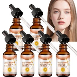 Suero de vitamina C para la cara con Ácido hialurónico, suero iluminador para mujeres, antienvejecimiento, aclaramiento, piel hidratante, ayuda a mejorar la apariencia del tono de piel desigual (6Pcs)