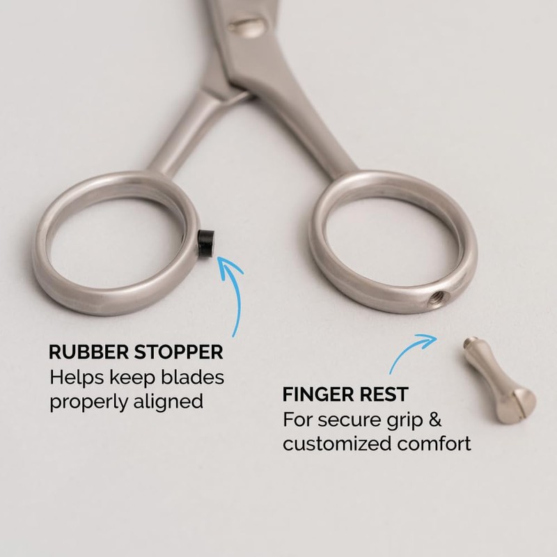 ZEUS Stainless Steel Beard Trimming Scissors with Leather Case, Facial