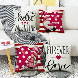 Hiagkmet Valentines Day Pillow Covers 18x18 Set of 4,Valentines Day Decor for Home, Love Heart Valentines Day Throw Pillows Decor Cushion Cases Valentine Decorations