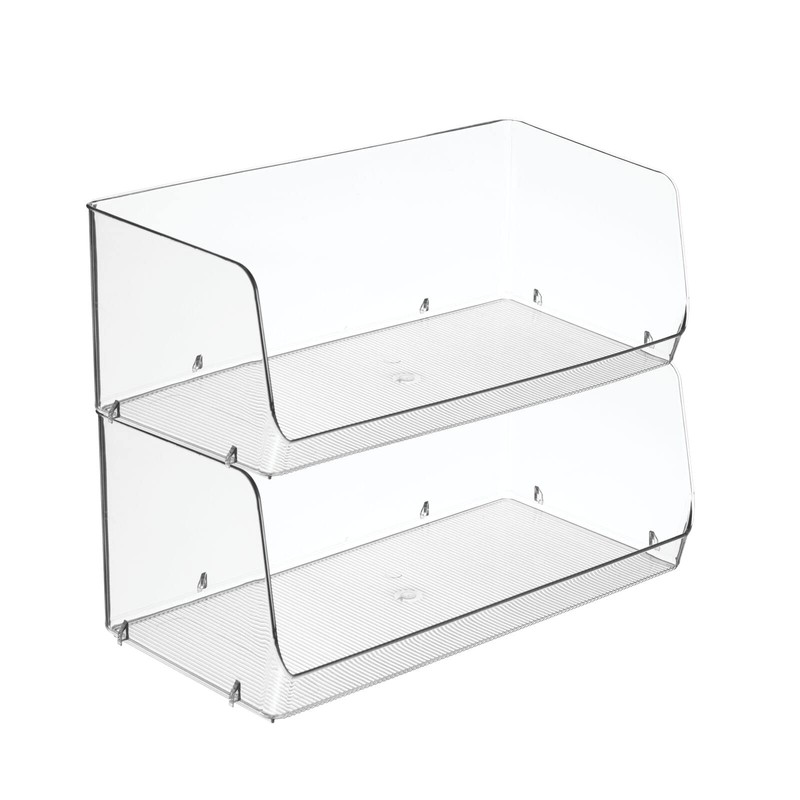 mDesign Modern Stackable Plastic Open Front Dip Extra Large Storage