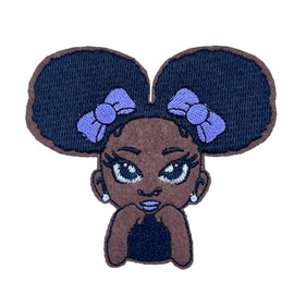 African American Boss Baby Afro Embroidered Iron on Patch