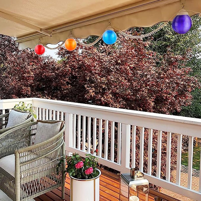 Encoidoz 27.5FT Outdoor Globe Patio String Lights - 6pcs Colored