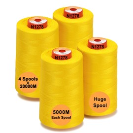 New brothread - 28 Options - 4 Large Cones 5000 M All-Purpose Polyester Sewing Thread 40S/2 (Tex27) for Sewing, Quilting, Patchwork, Serger and Overlock - Lemon