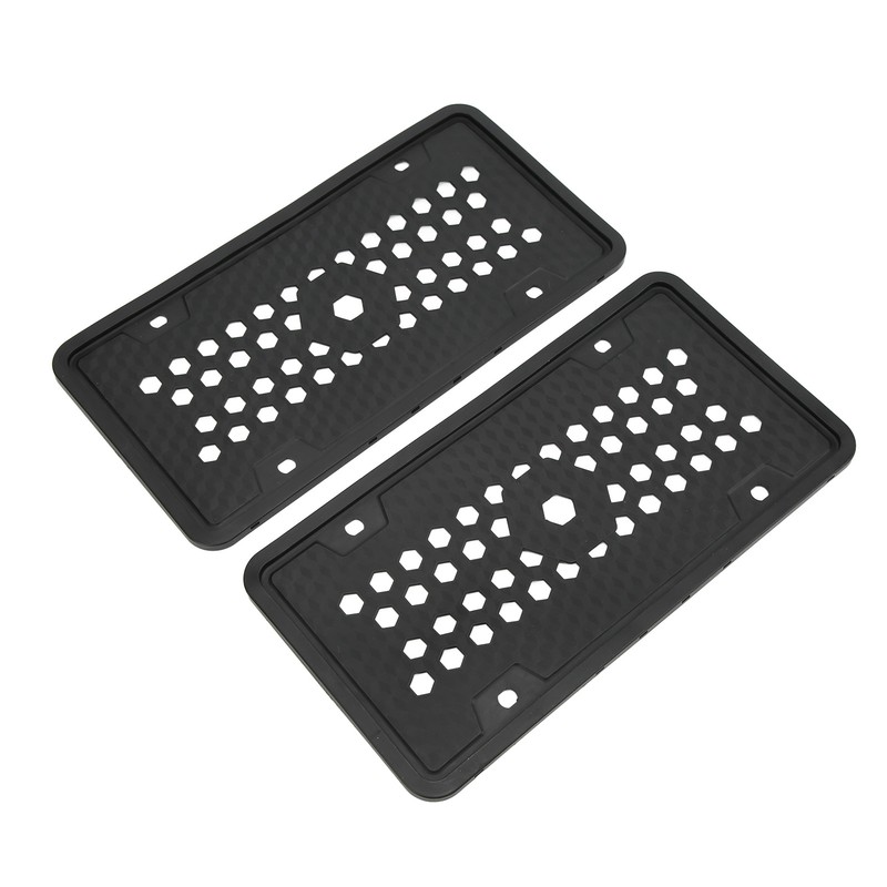 2PCS License Plate Protector Silicone Frame Soft Flexible Black 305x155mm