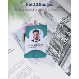 Uniclife 2 Pack Thumb-Slot Badge Holder Clear ID Card Holders with Easy Access Vertical Plastic Case Hard Card Protector for Office School IDs Credit Cards Proximity Key Cards Driver’s Licenses