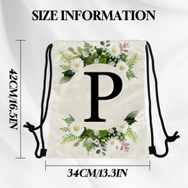 Zewurtuw Initial Letter Drawstring Backpack String Sports Gym Bags Waterproof Sackpack Cute for Men Women Beach (13"×17") (Letter-P)