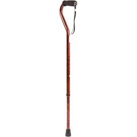 DMI Adjustable Designer Cane with Offset Handle, Comfort Grip and Strap, Copper Swirl