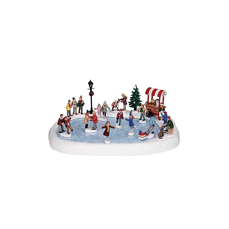 Lemax, Christmas Village with Skates Pond Clay with 4.5V Adapter