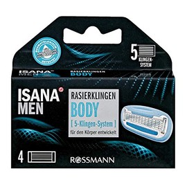 ISANA men Body Razor Blades Pack of 4 5 Blades Designed for Body with Lubricating Strip