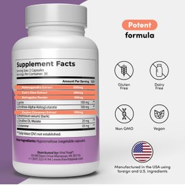 Longevity Peak - Healthy Aging & Cellular Energy Support Supplements for Women & Men - with Ashwagandha, Astragalus, Cat's Claw, Ceylon Cinnamon, L-Lysine, L-Glutamine & More - 60 Capsules