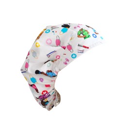 Reflections By Zana New White Healthcare Cuties Bouffant Surgical Scrub Cap with White Satin Lining for Nurses