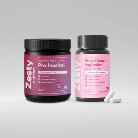 Zesty Nutrition Pro Inositol Pink Fury V Probi - 2 Pack - Probiticos Para Mujeres - Myo D - chiro Inositol - Conjunto Integral Salud Para Mujeres Sin