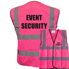 Event Security Pink Hi Vis Viz Safety Vest Waistcoat, Reflective High Visibility Work Wear, Events, large