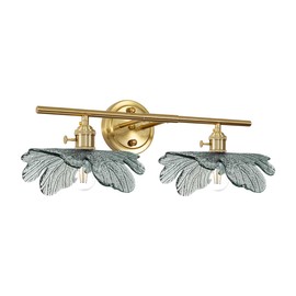 gold vanity light mid century Modern Vanity Lights Fixtures 2 light bathroom sconce with Dark Green Glass Shade gold Wall Sconce Light Bathroom Lights Over Mirror for Bedroom Hallway Living Room