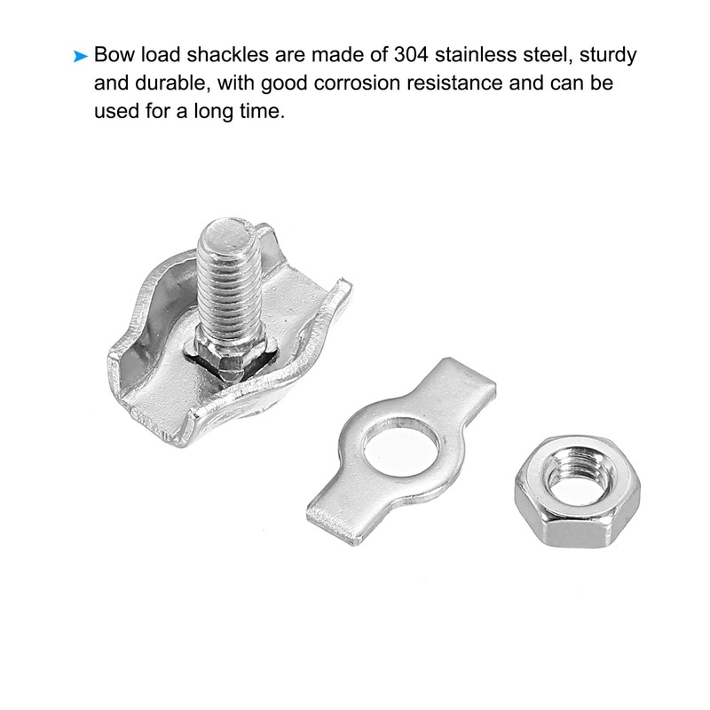 PATIKIL 1/16" / 1.5 mm Simplex Bolt Wire Rope Clip,