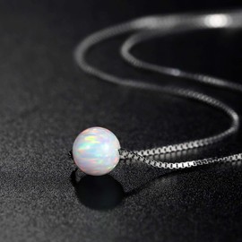 VIKI LYNN Damen Halskette aus 925 Sterling-Silber 7 mm Künstlicher Opal 45 cm lange Kette