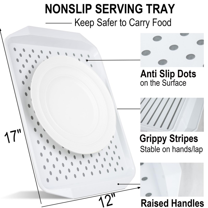Czlizdyt Non Slip Serving Tray with Handles, Food Trays for