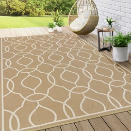 MJIAHOMDEC Outdoor Rug 9x12 ft for Patios Waterproof Reversible Plastic Straw Rug Patio Mat Clearance Outdoor RV Camping Mat Outside Area Rug Carpet for Porch,Deck,Camper,Balcony,Backyard