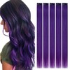 RUNATURE Clip-In Real Hair Extensions, Purple, 35 cm, Remy Clip-In